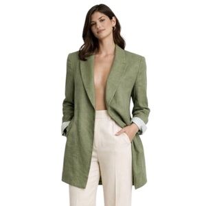 Zara Sage Green Oversized Linen Blazer